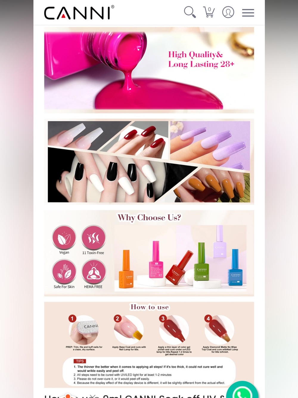 Canni Collection New Formula Gel Nail 6 PC Set x 9mL HEMA FREE NON TOXIC - Picture 8 of 12